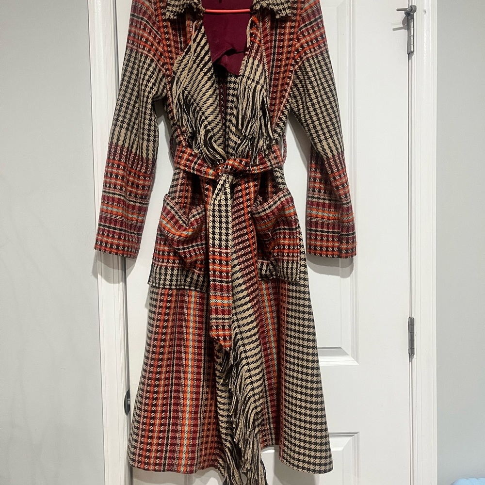 Free People Multicolor Fringe Wrap Coat - Picture 2 of 10